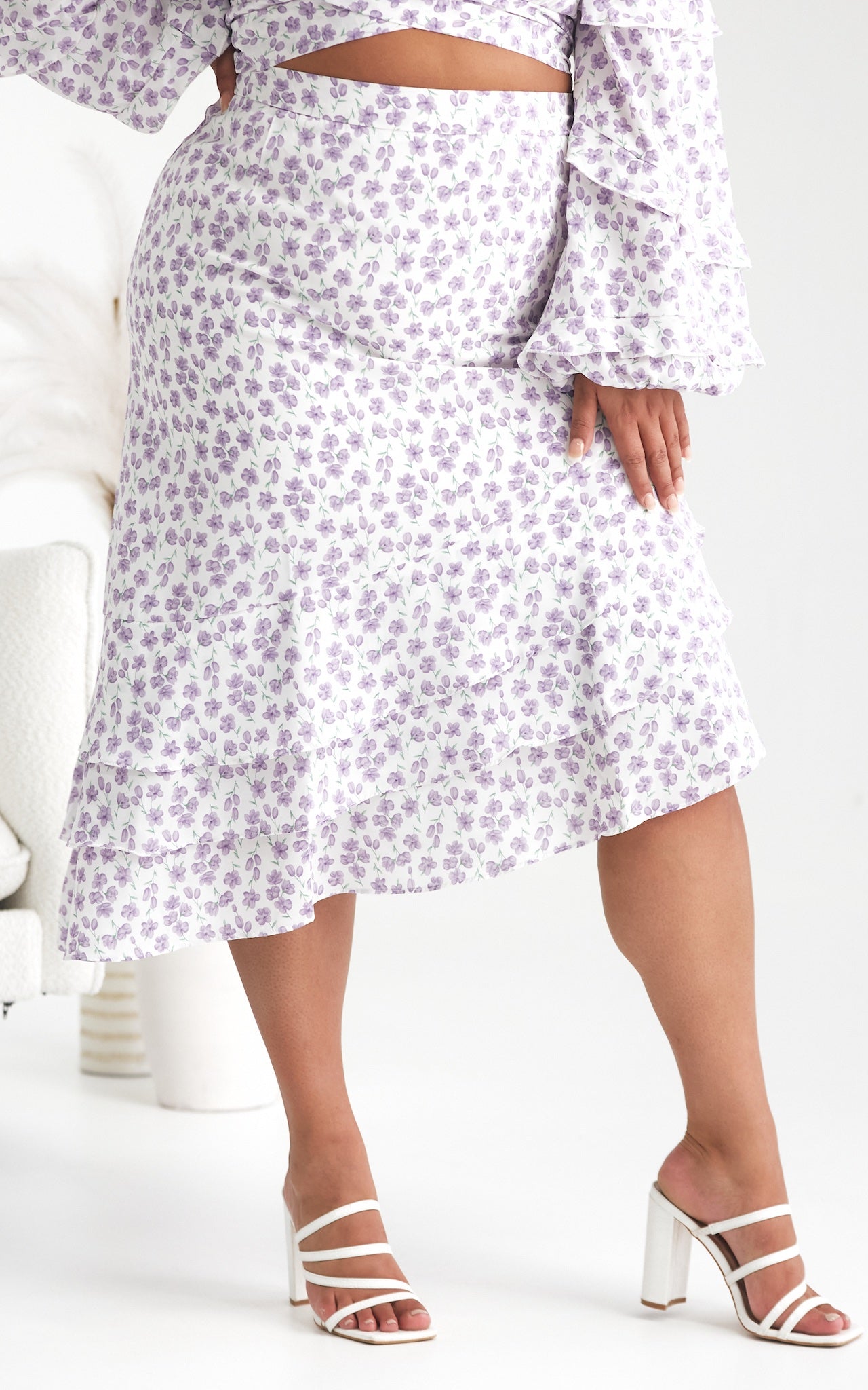 Luella Skirt - White Lilac Floral