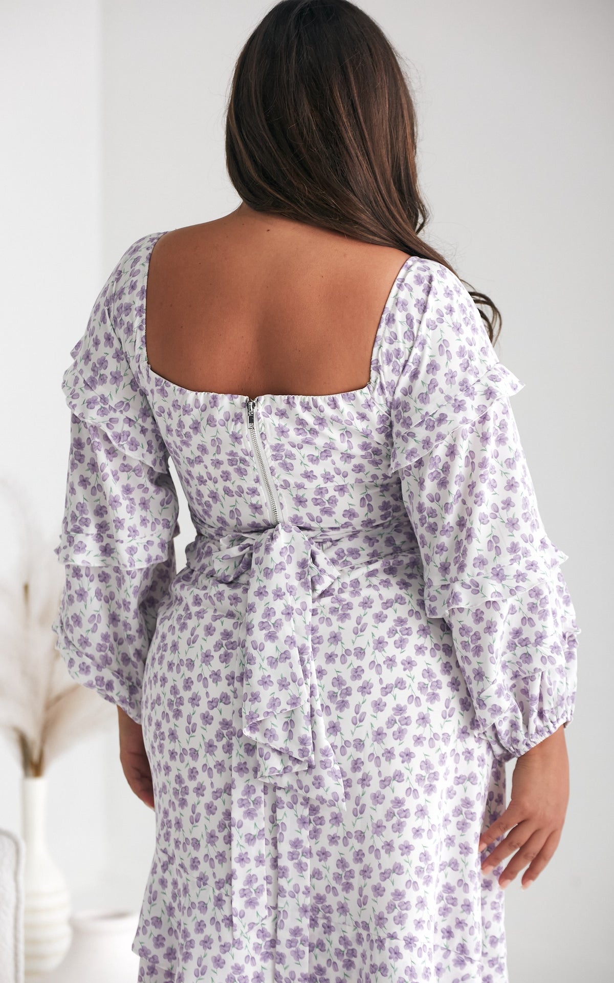 Luella Crop Top - White Lilac Floral