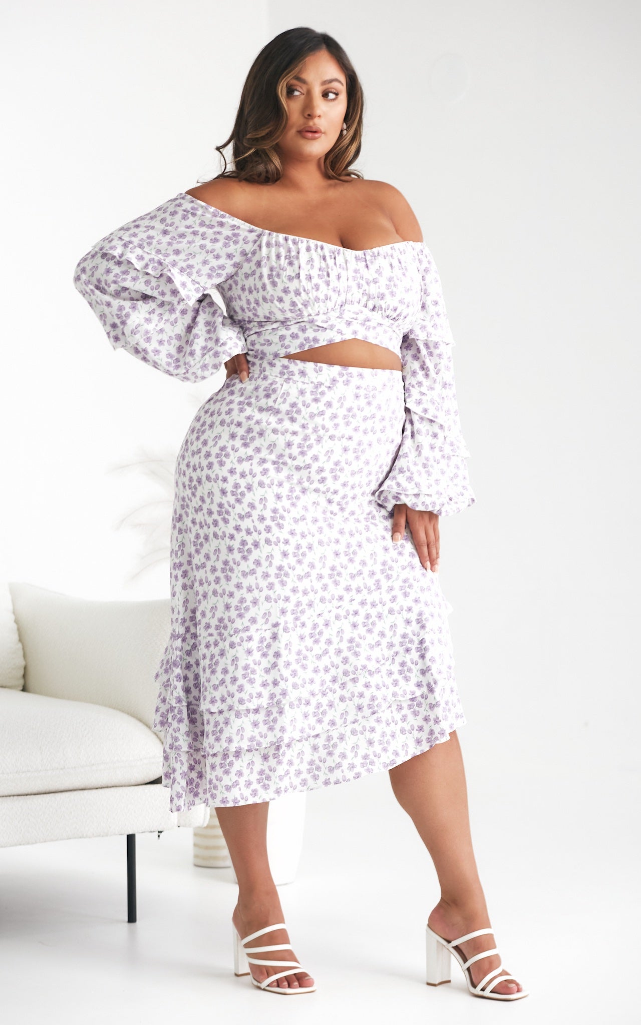 Luella Skirt - White Lilac Floral