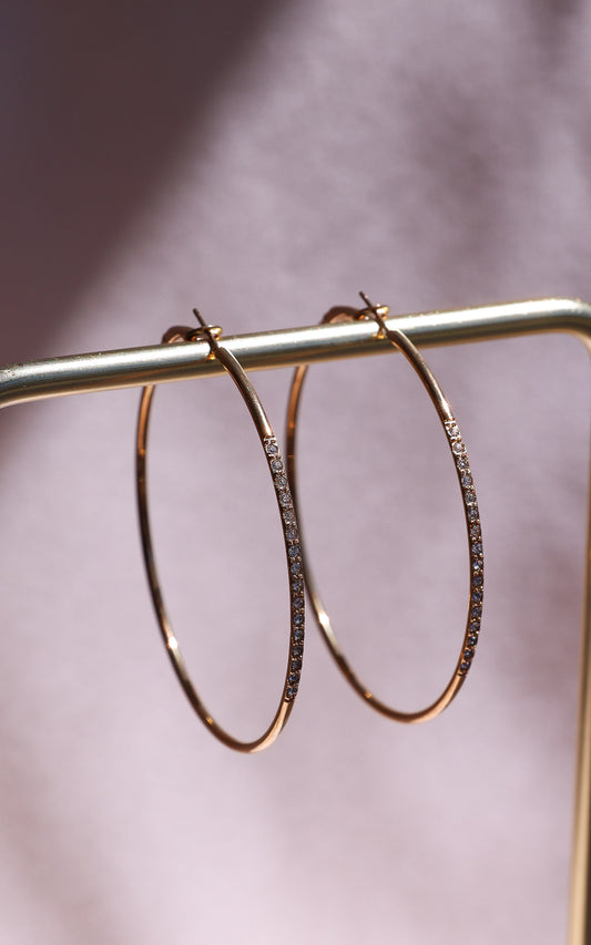 Lumina Hoop Earrings - Big Gold Diamante