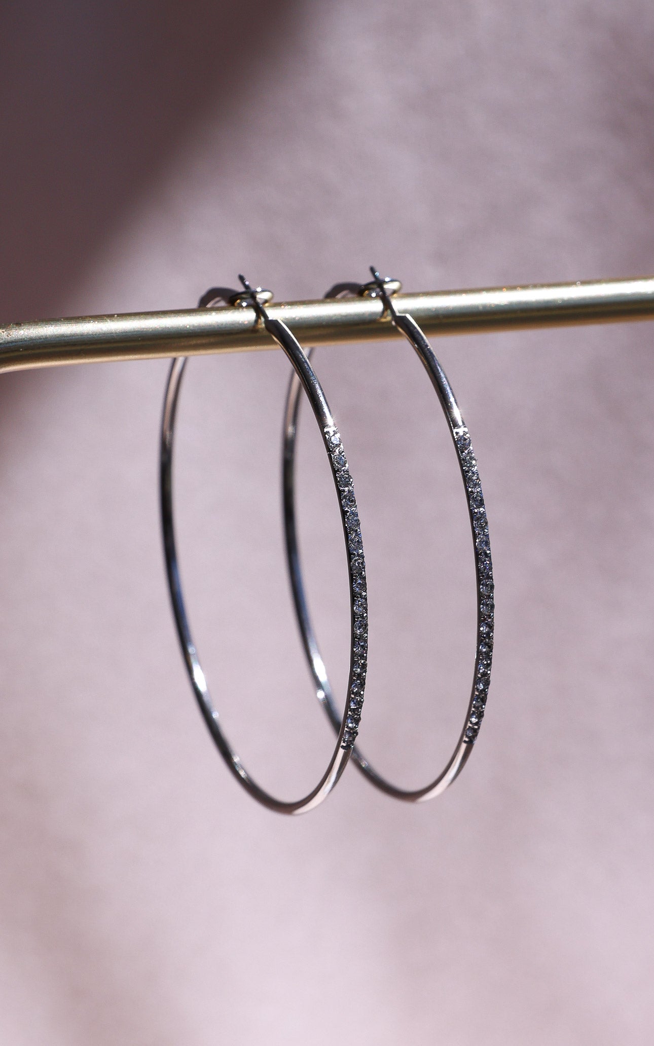 Lumina Hoop Earrings - Big Silver Diamante