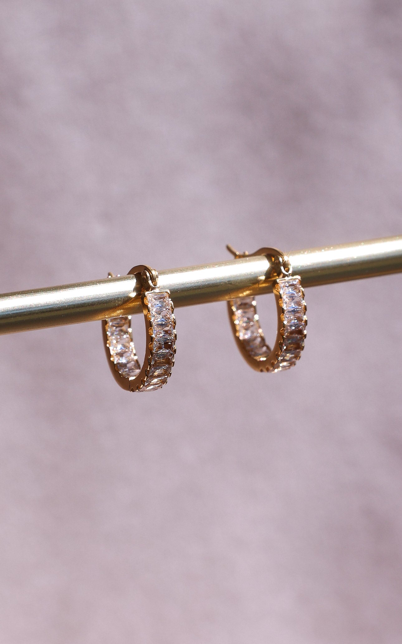 Lumi Hoop Earrings - Gold In Out Diamante