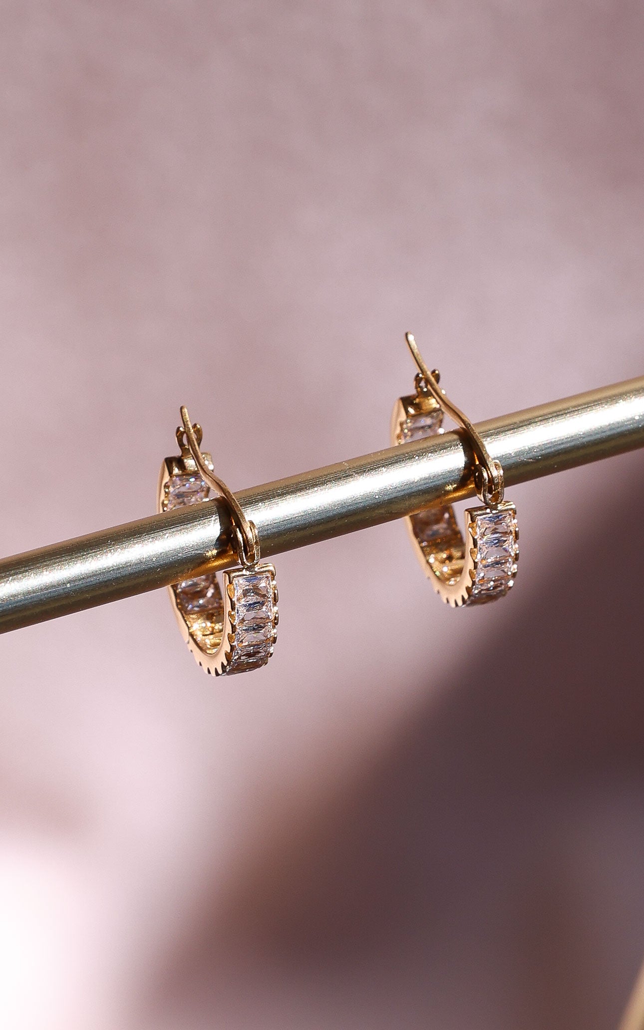 Lumi Hoop Earrings - Gold In Out Diamante