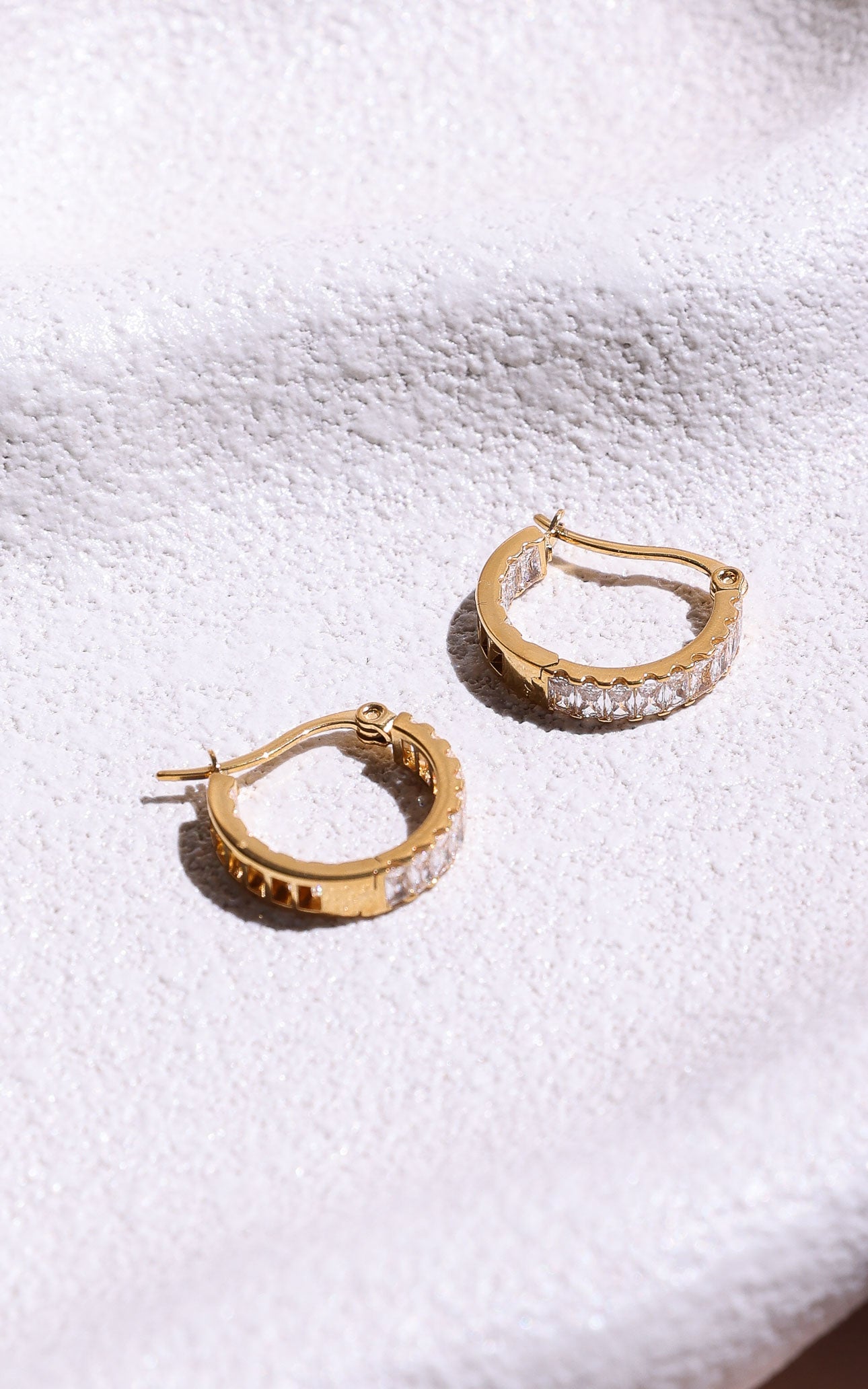 Lumi Hoop Earrings - Gold In Out Diamante