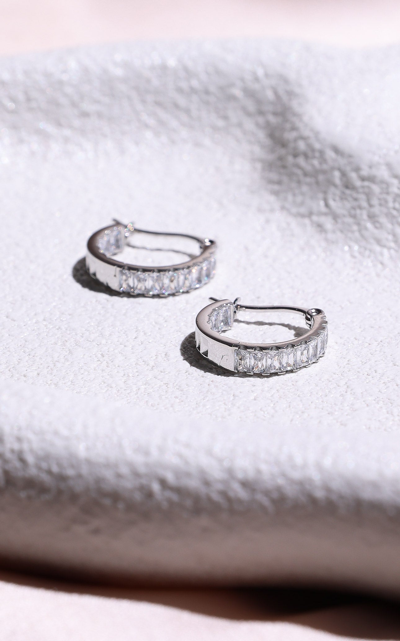 Lumi Hoop Earrings - Silver In Out Diamante