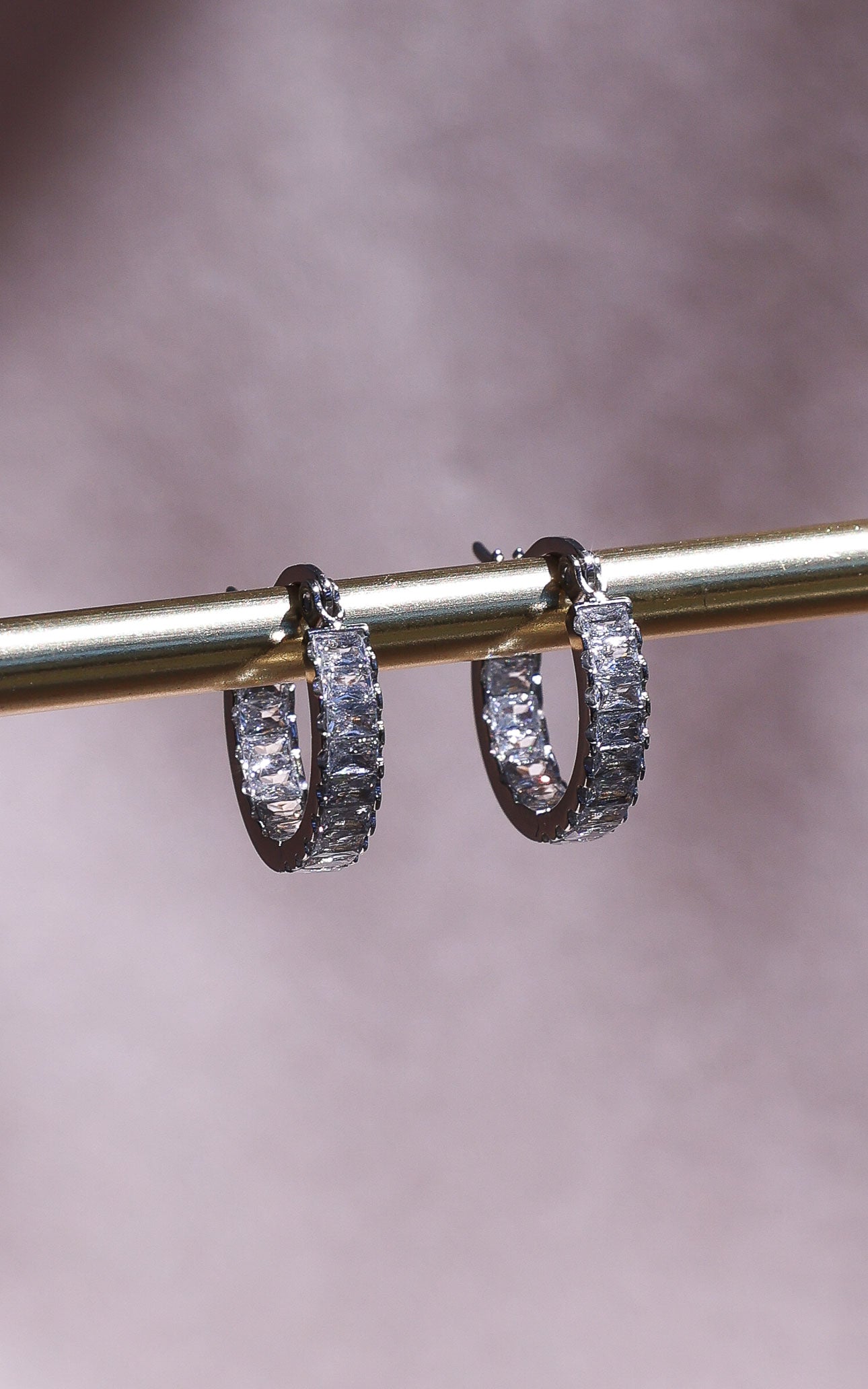 Lumi Hoop Earrings - Silver In Out Diamante