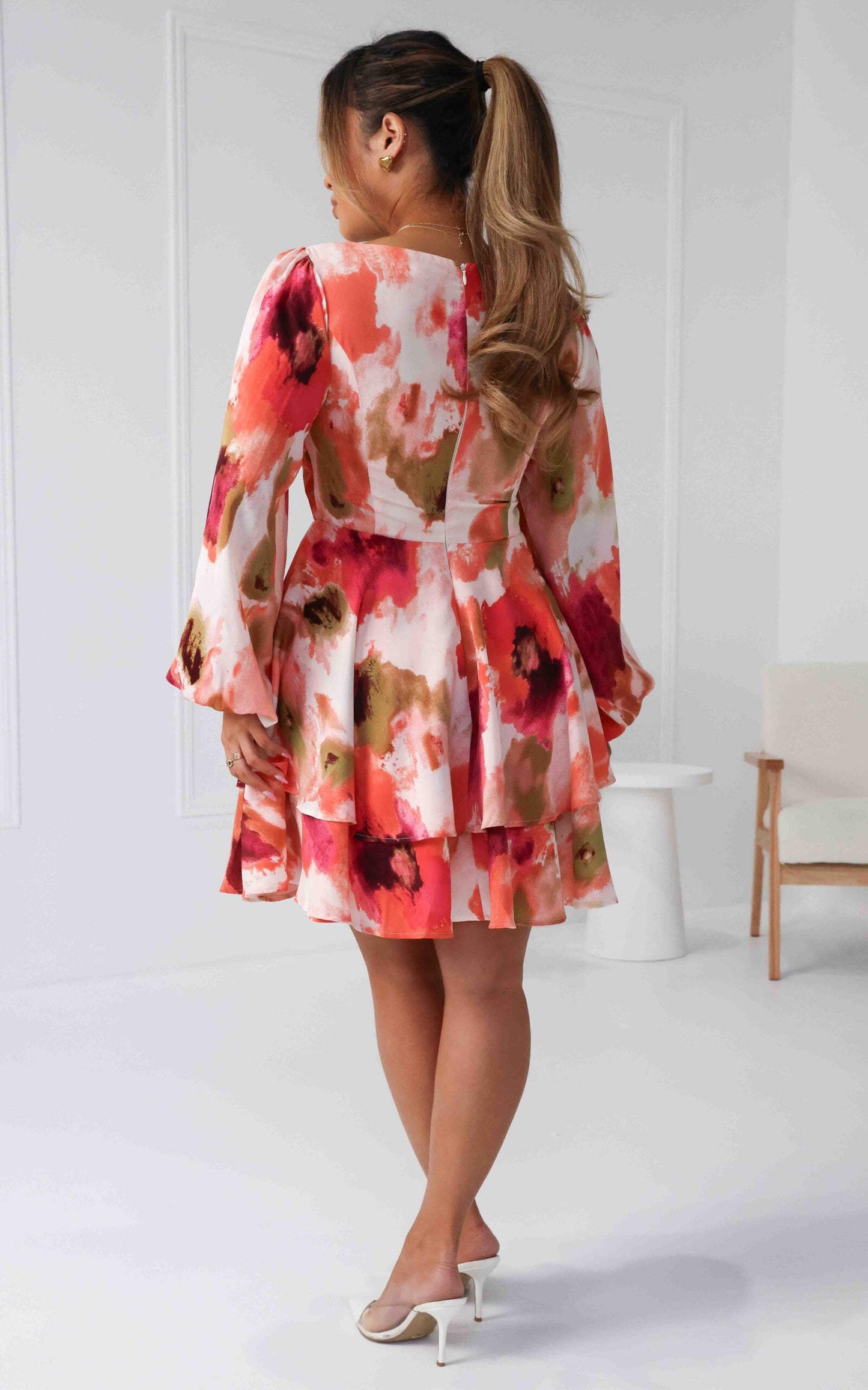 Lydia Dress - Coral Multi Print