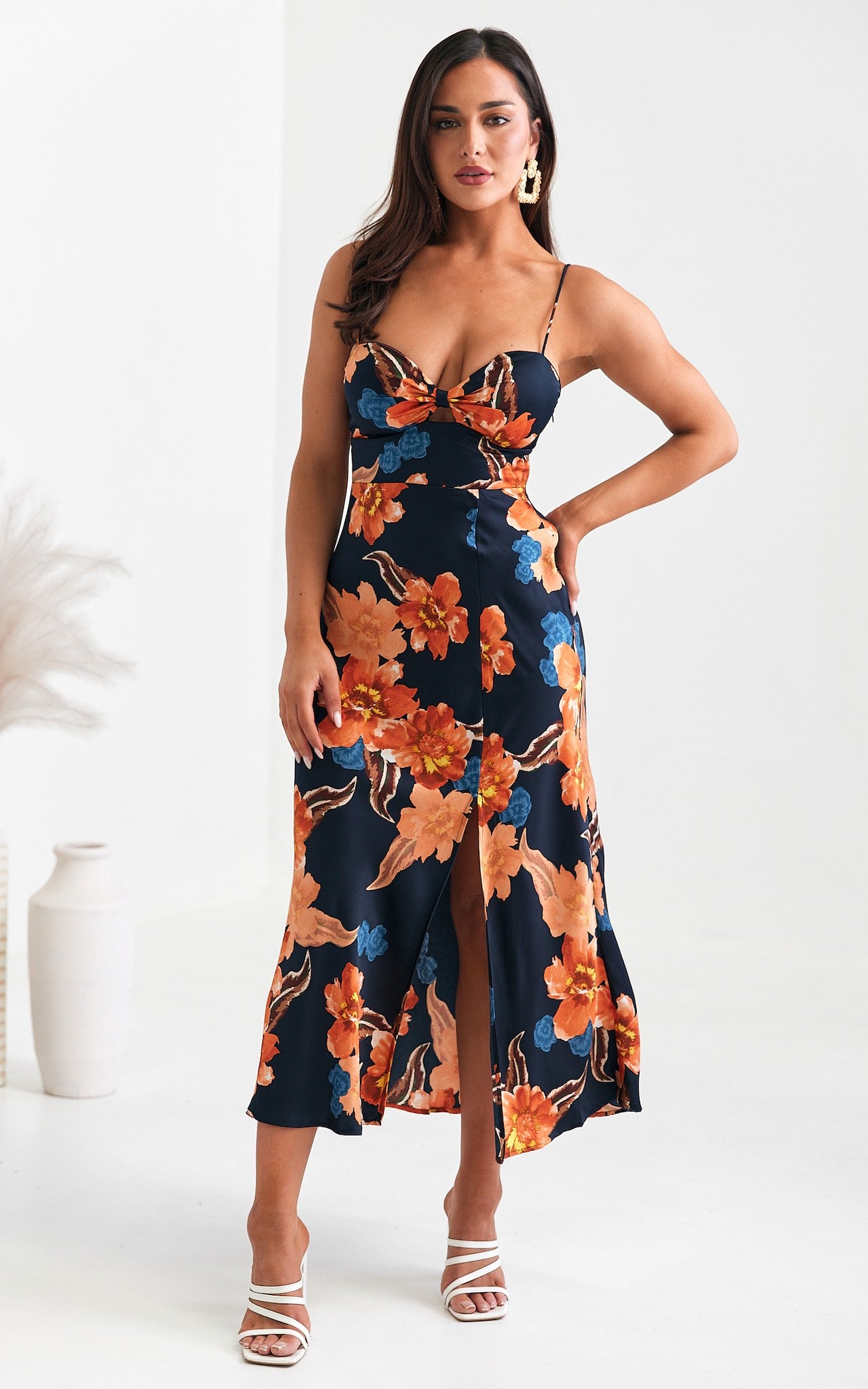 Lyla Maxi Dress - Navy Orange Floral