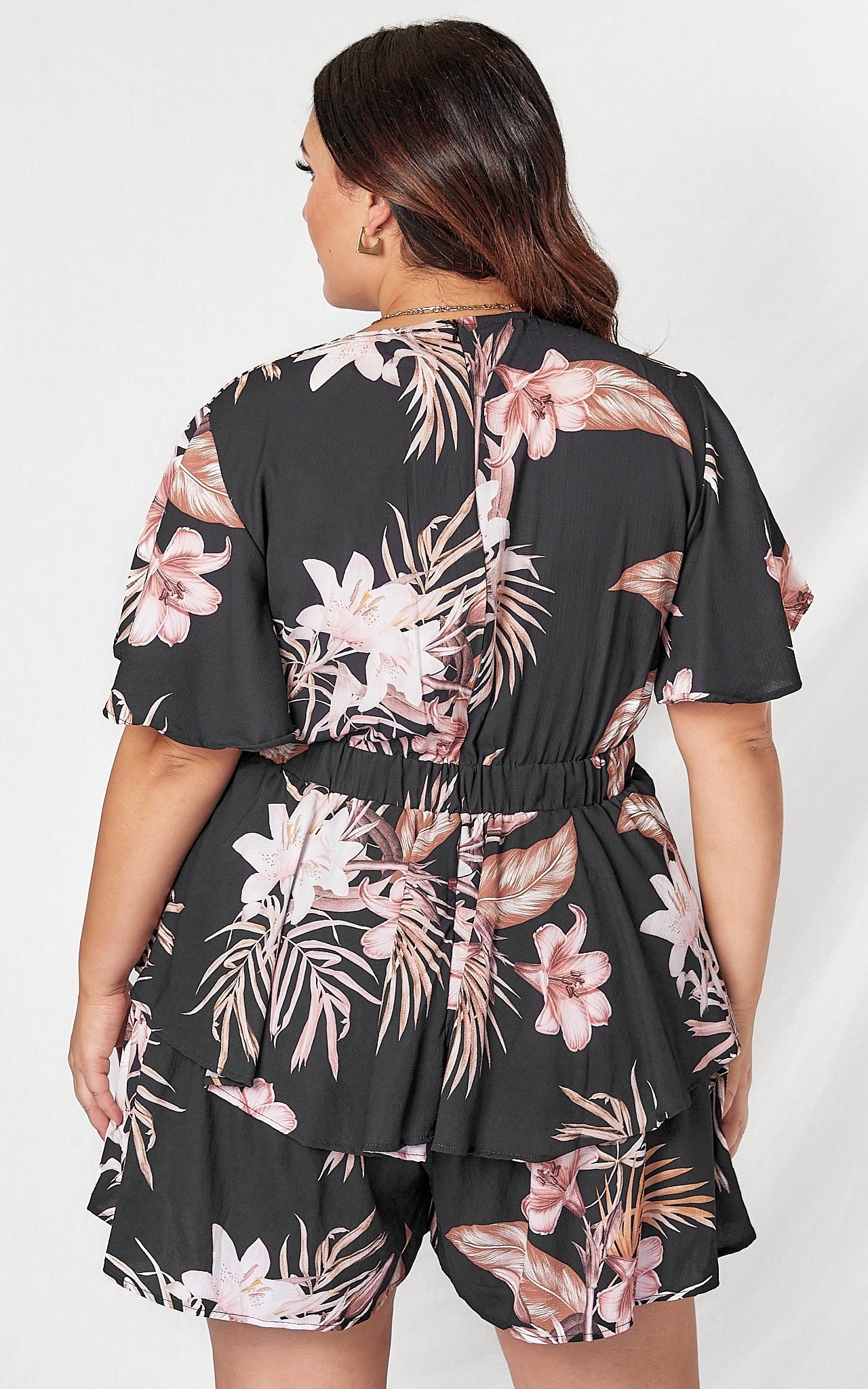 Lynette Playsuit - Black Floral