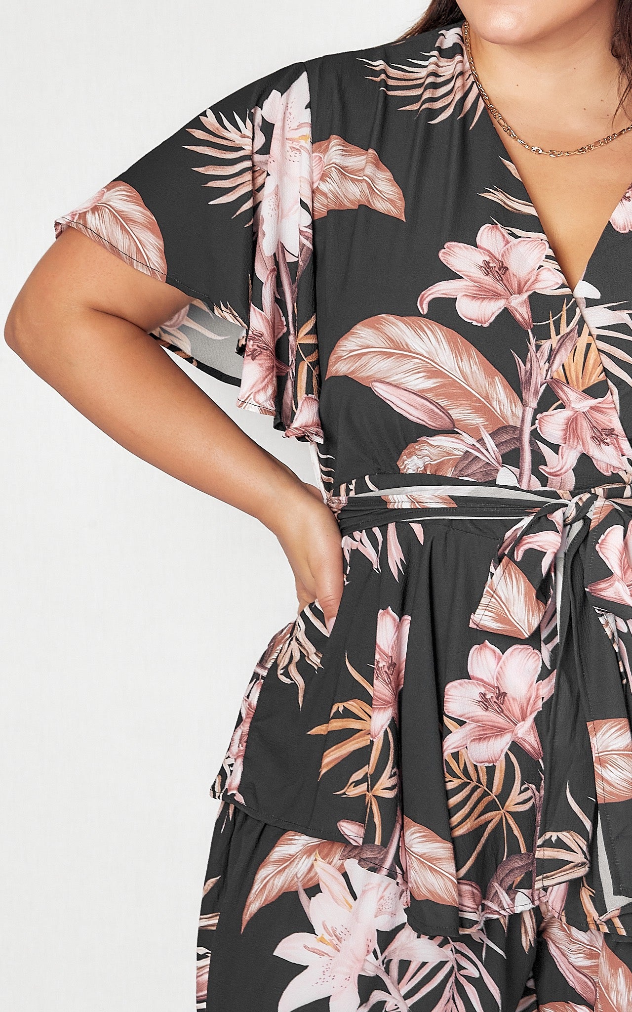 Lynette Playsuit - Black Floral