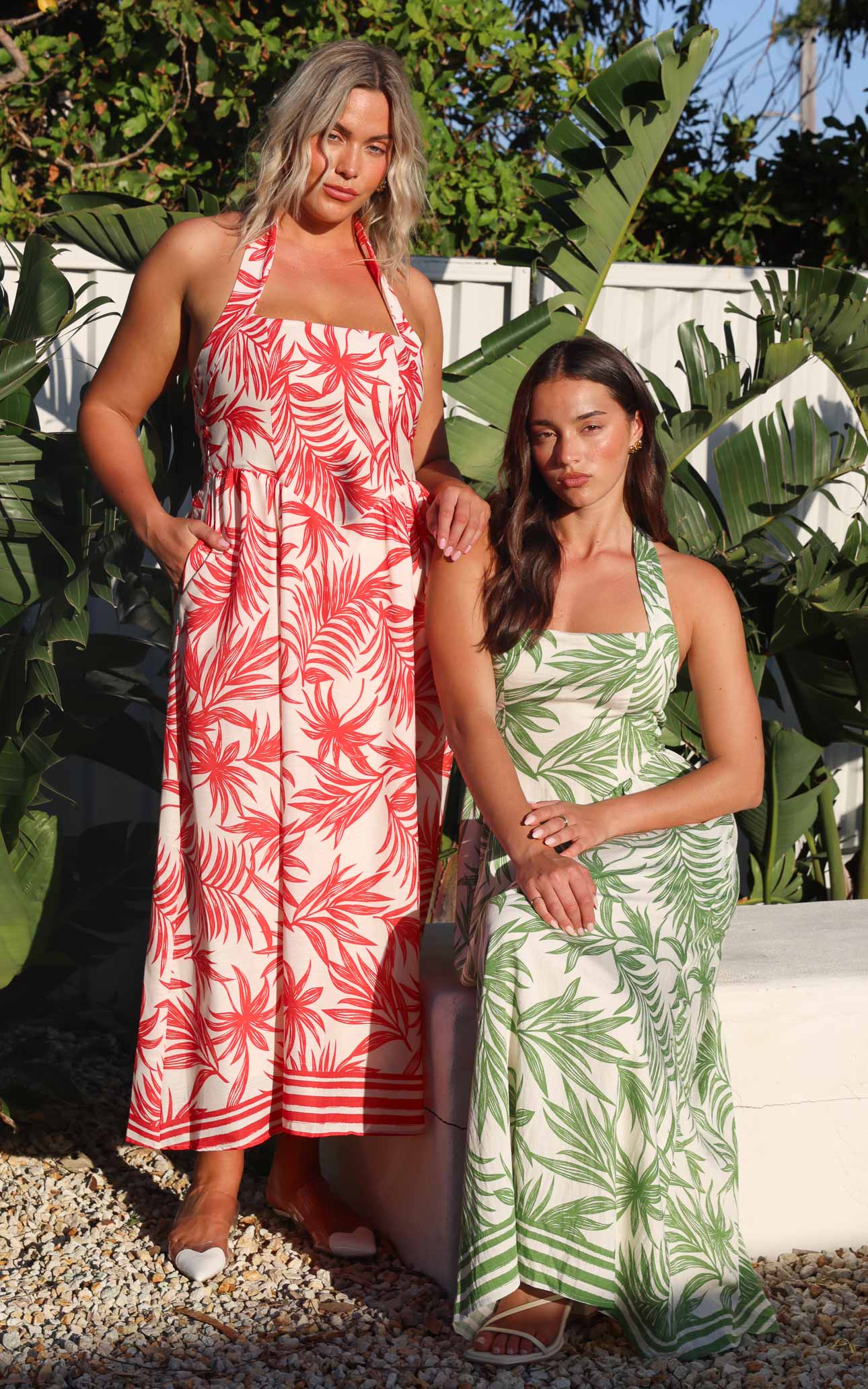 Lyra Maxi Dress - Orange Leaf Print