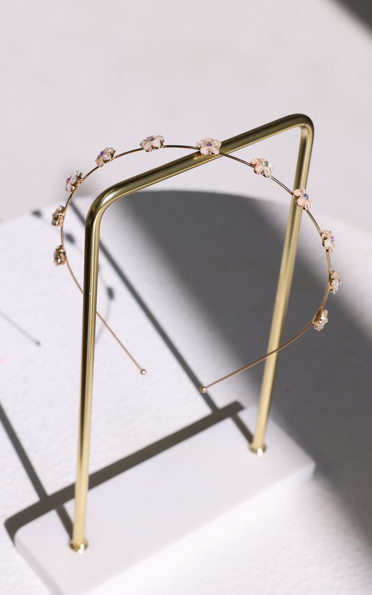 Leia Headband - Gold Pearled Ivory Flower