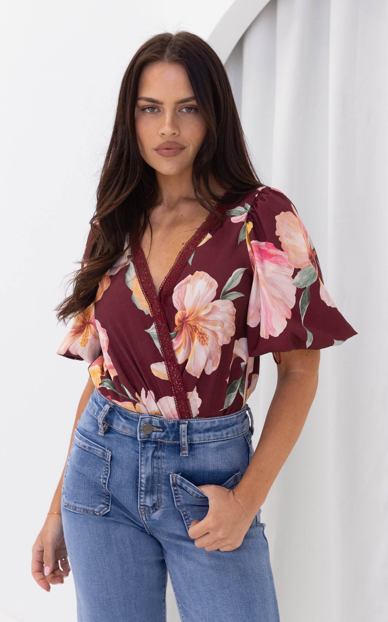 Liam Bodysuit - Wine Floral