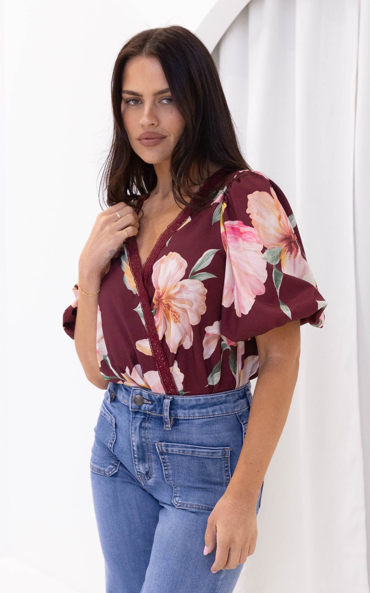 Liam Bodysuit - Wine Floral