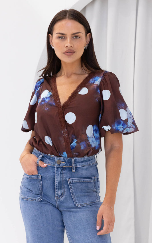 Liam Bodysuit - Chocolate Brown Multi Print