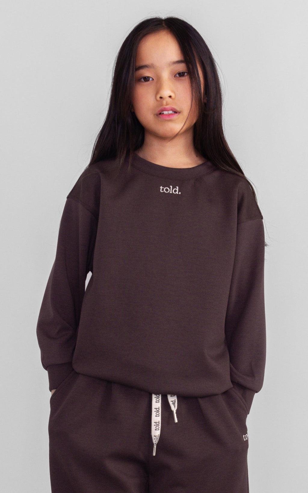 Luca Kids Crew Neck Jumper - Chocolate Brown