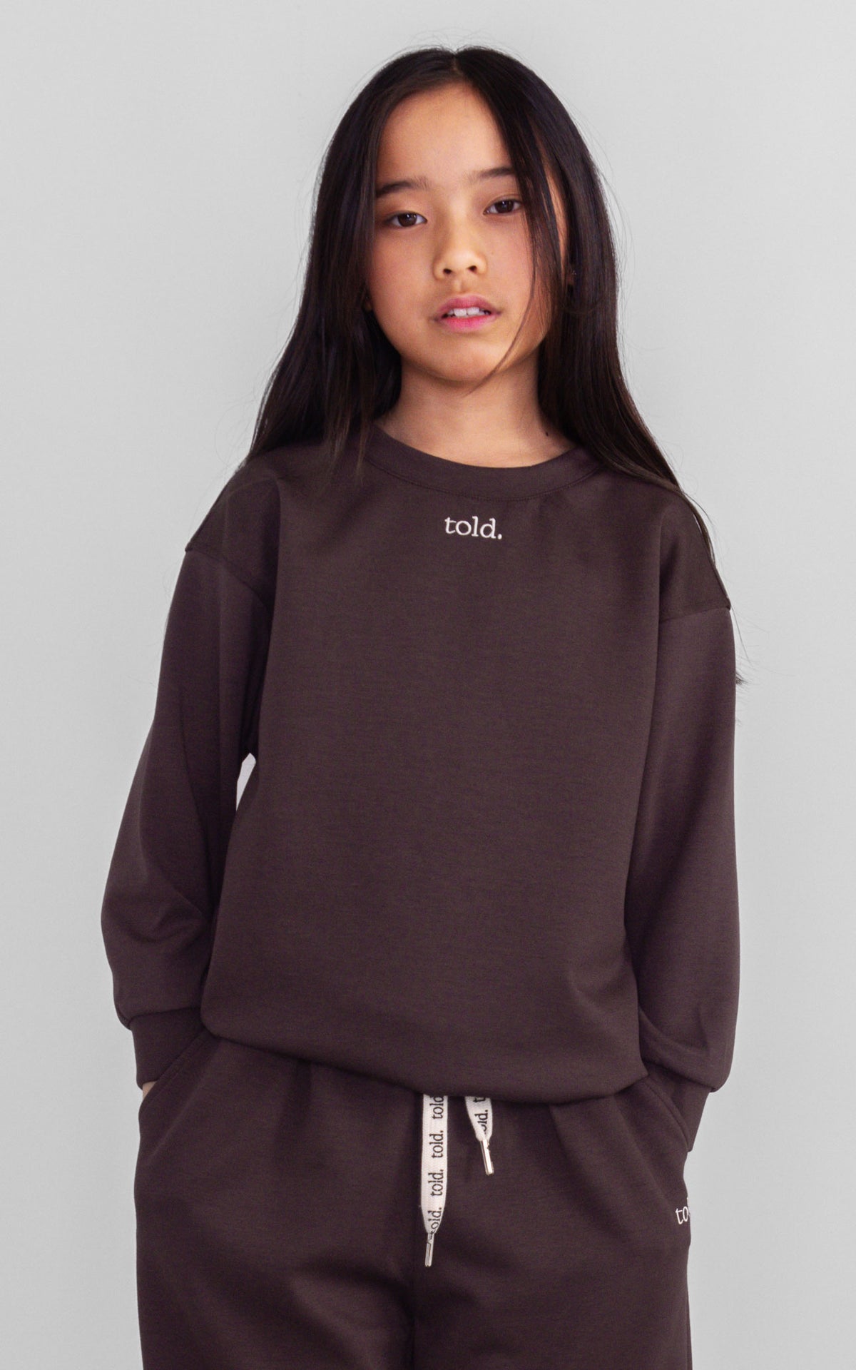 Luca Kids Crew Neck Jumper - Chocolate Brown