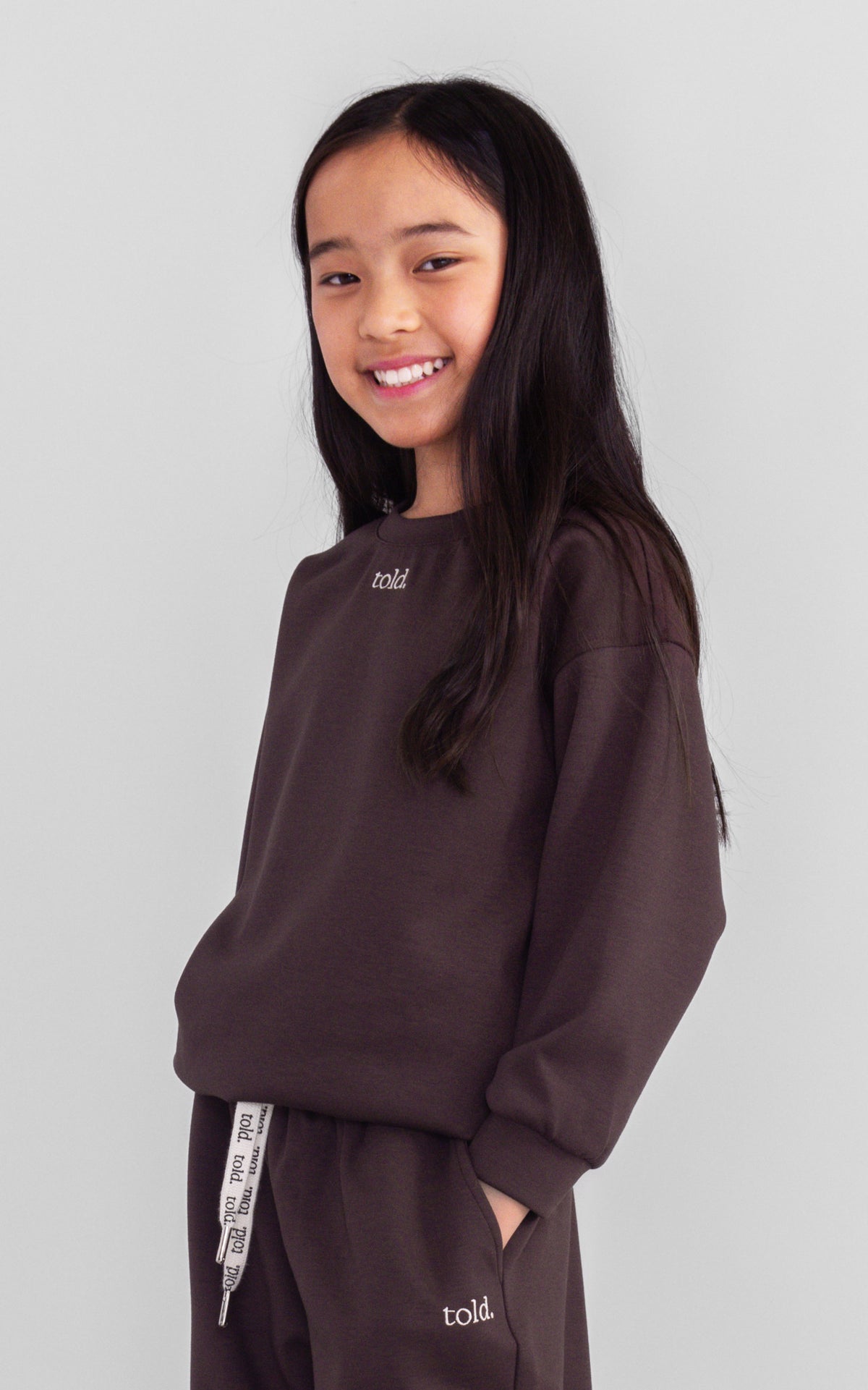 Luca Kids Crew Neck Jumper - Chocolate Brown