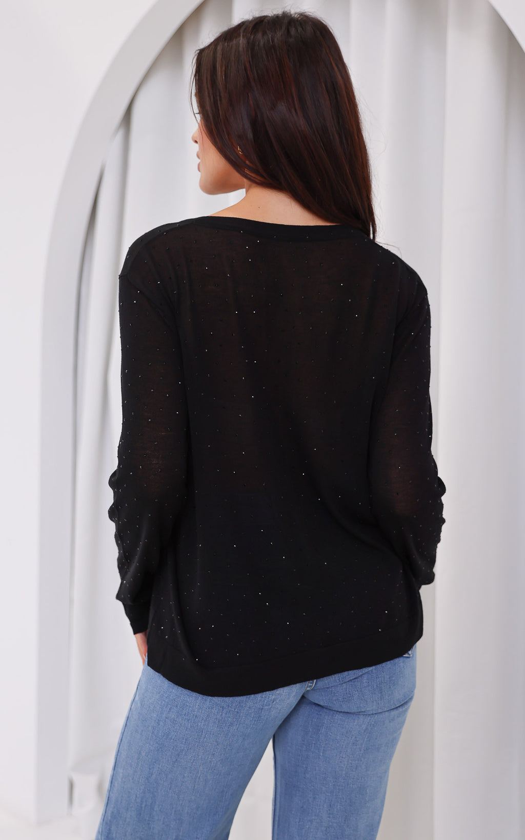 Lumiere Diamante Knit Cardigan - Black