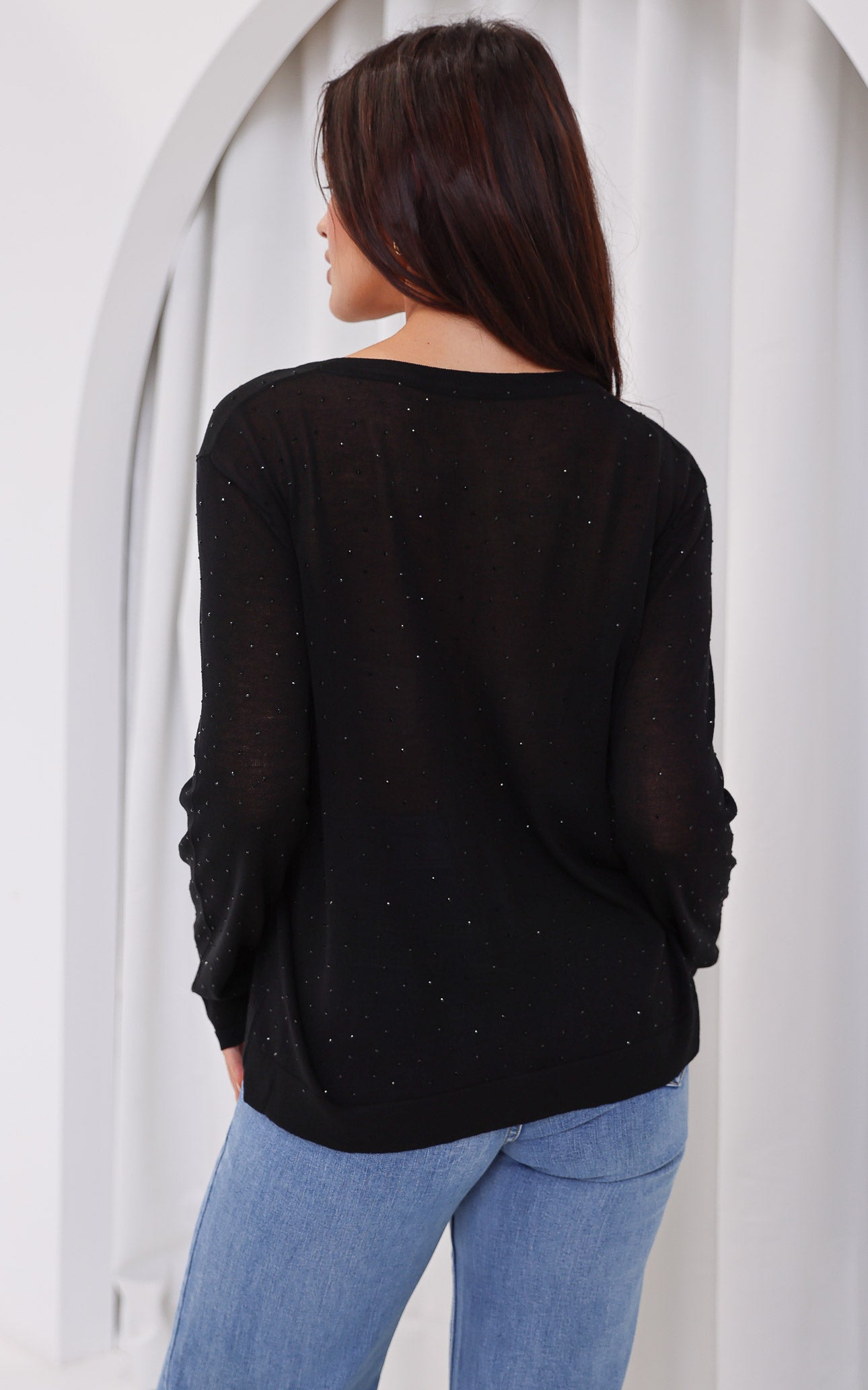 Lumiere Diamante Knit Cardigan - Black