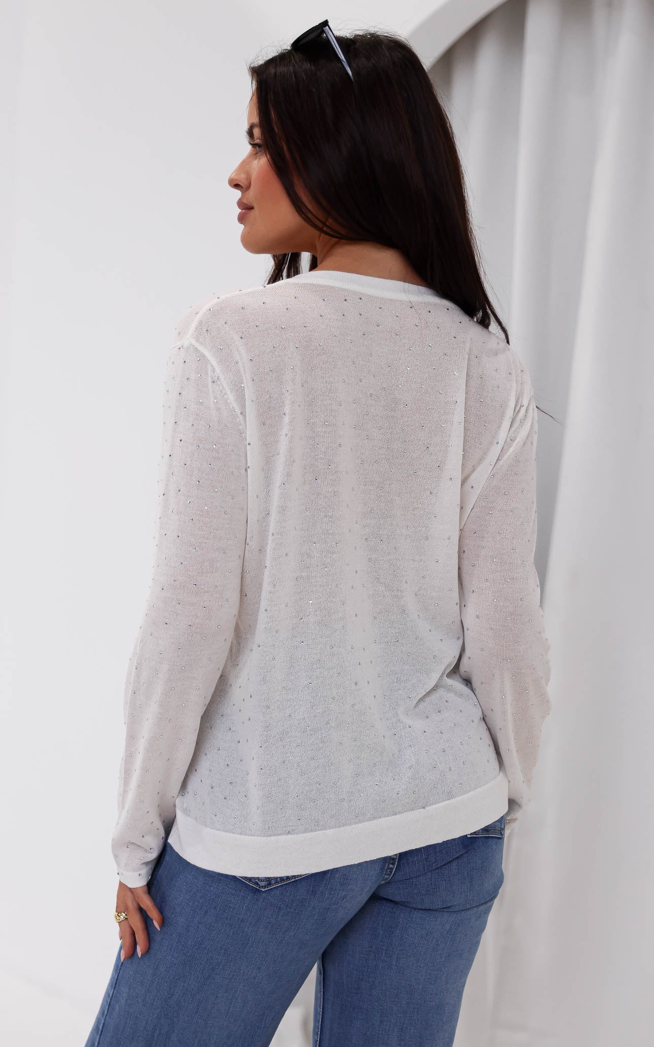 Lumiere Diamante Knit Cardigan - White