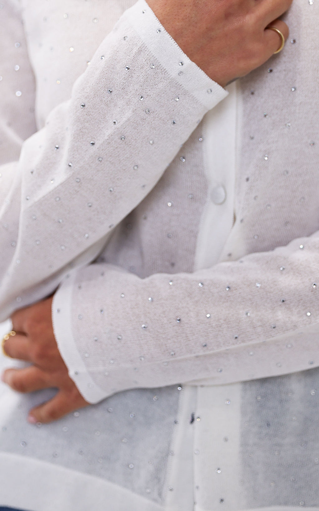 Lumiere Diamante Knit Cardigan - White