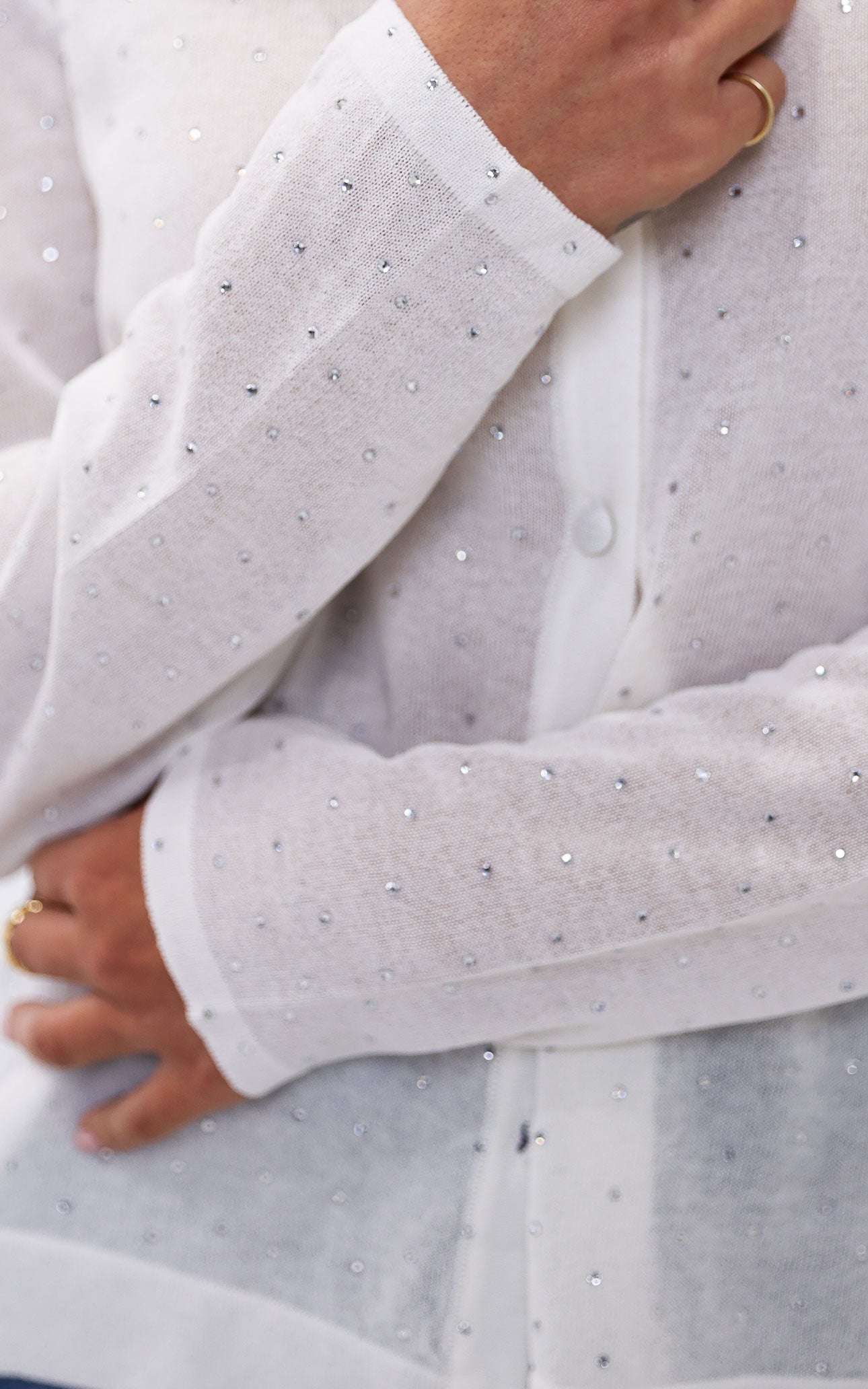 Lumiere Diamante Knit Cardigan - White