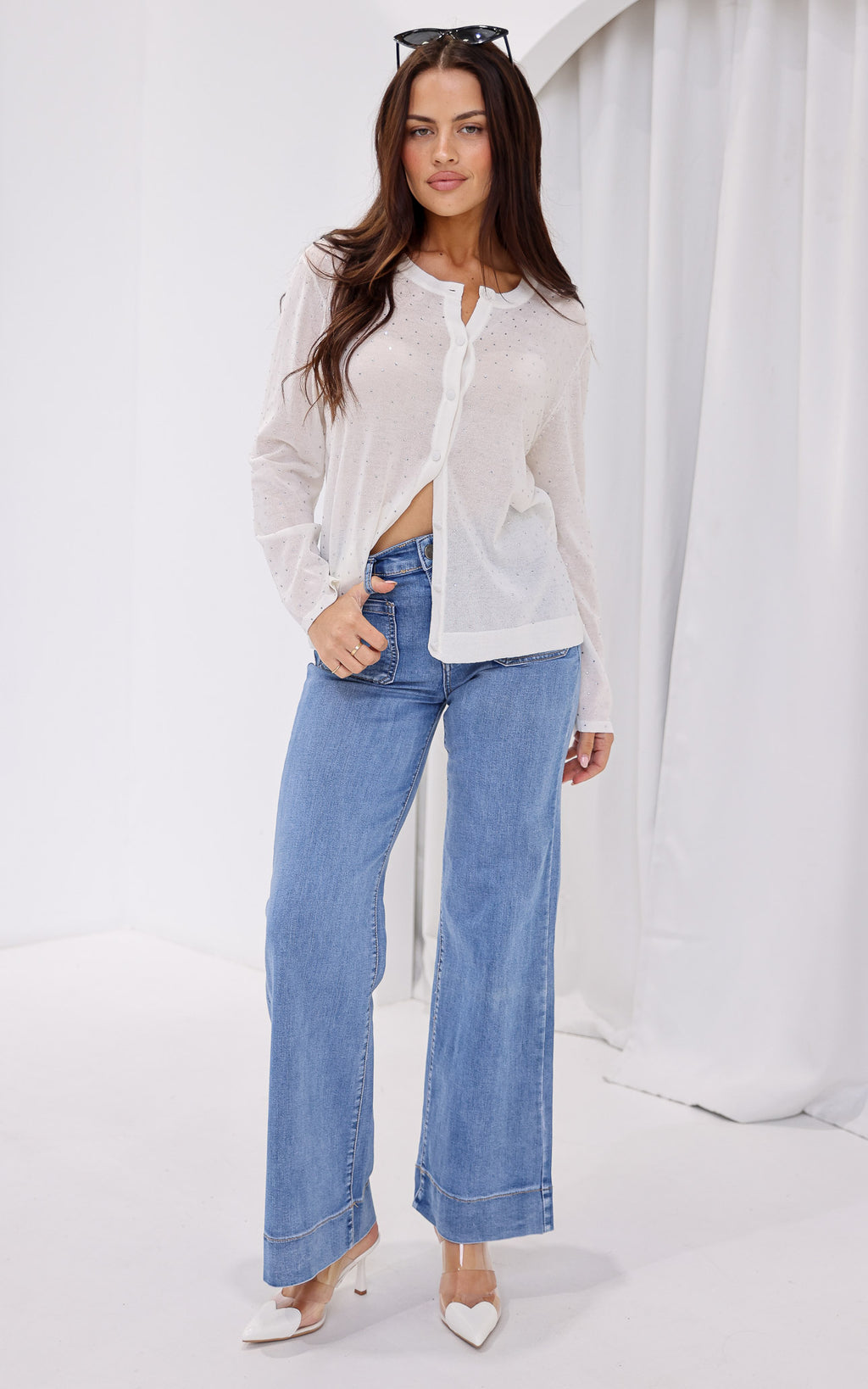 Lumiere Diamante Knit Cardigan - White