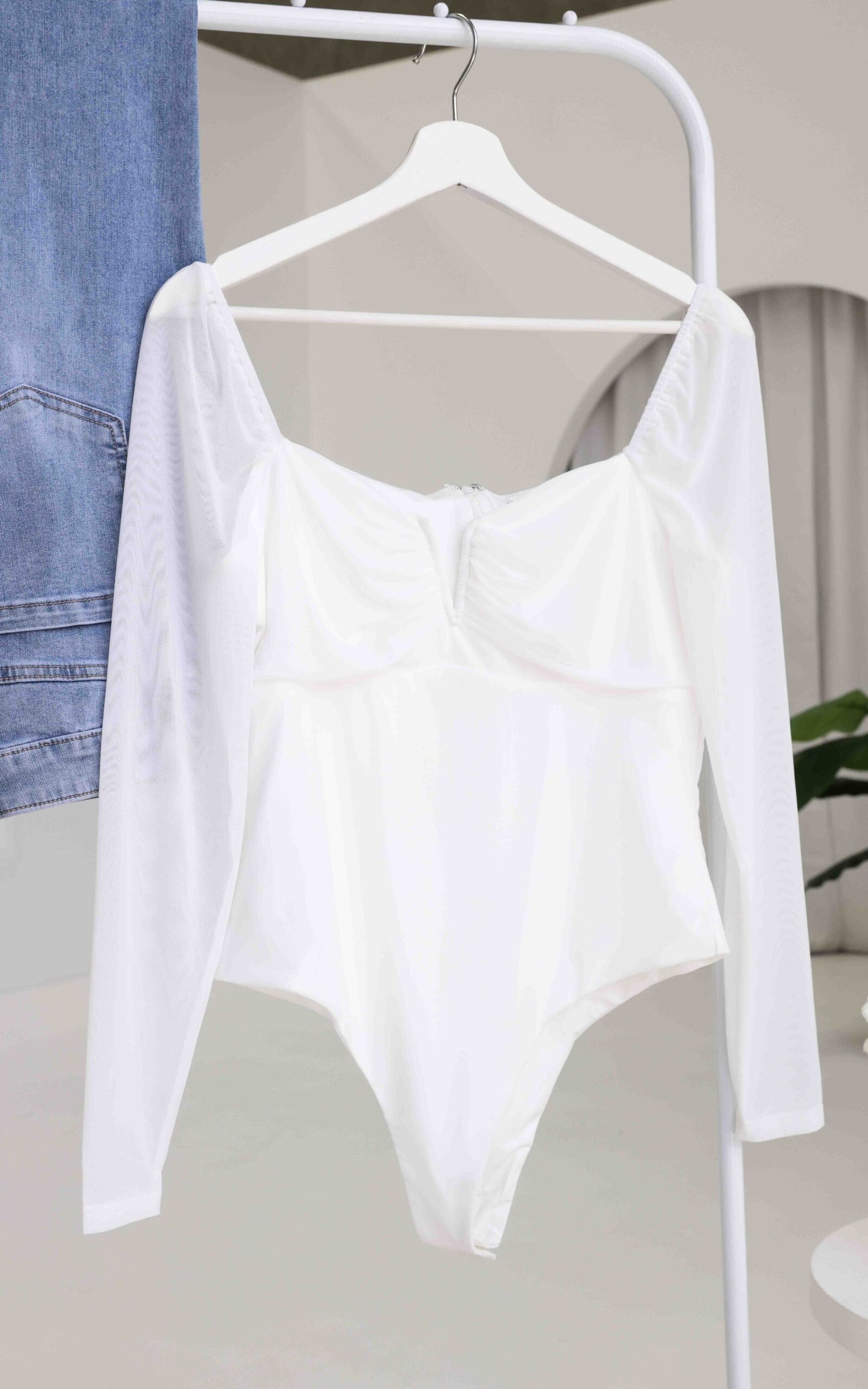 (Preorder) Madison Mesh Bodysuit - White