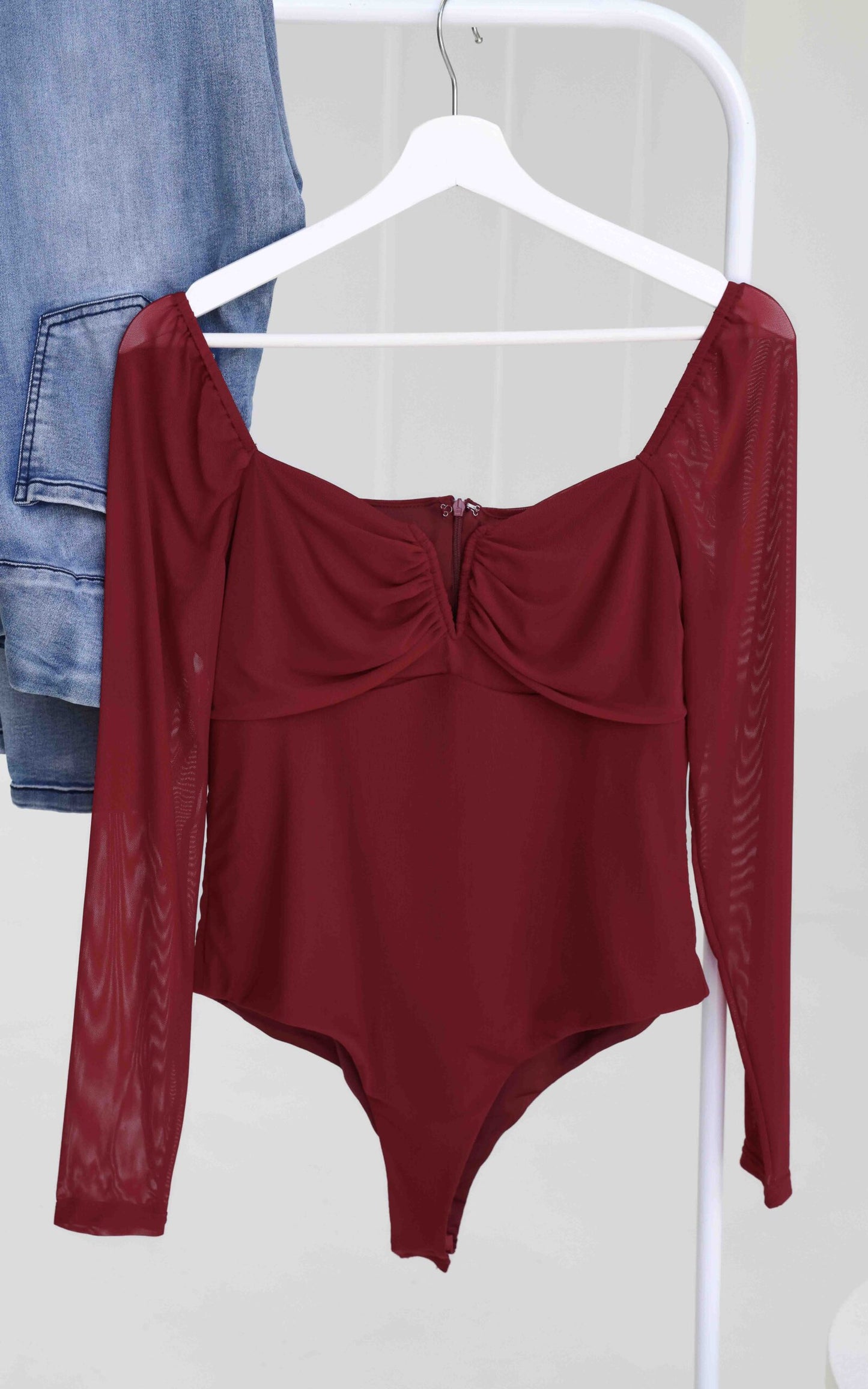 (Preorder) Madison Mesh Bodysuit - Wine