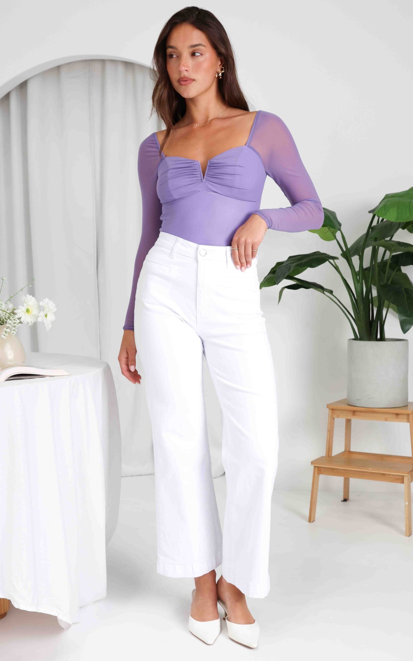 (Preorder) Madison Mesh Bodysuit - Dusty Lilac