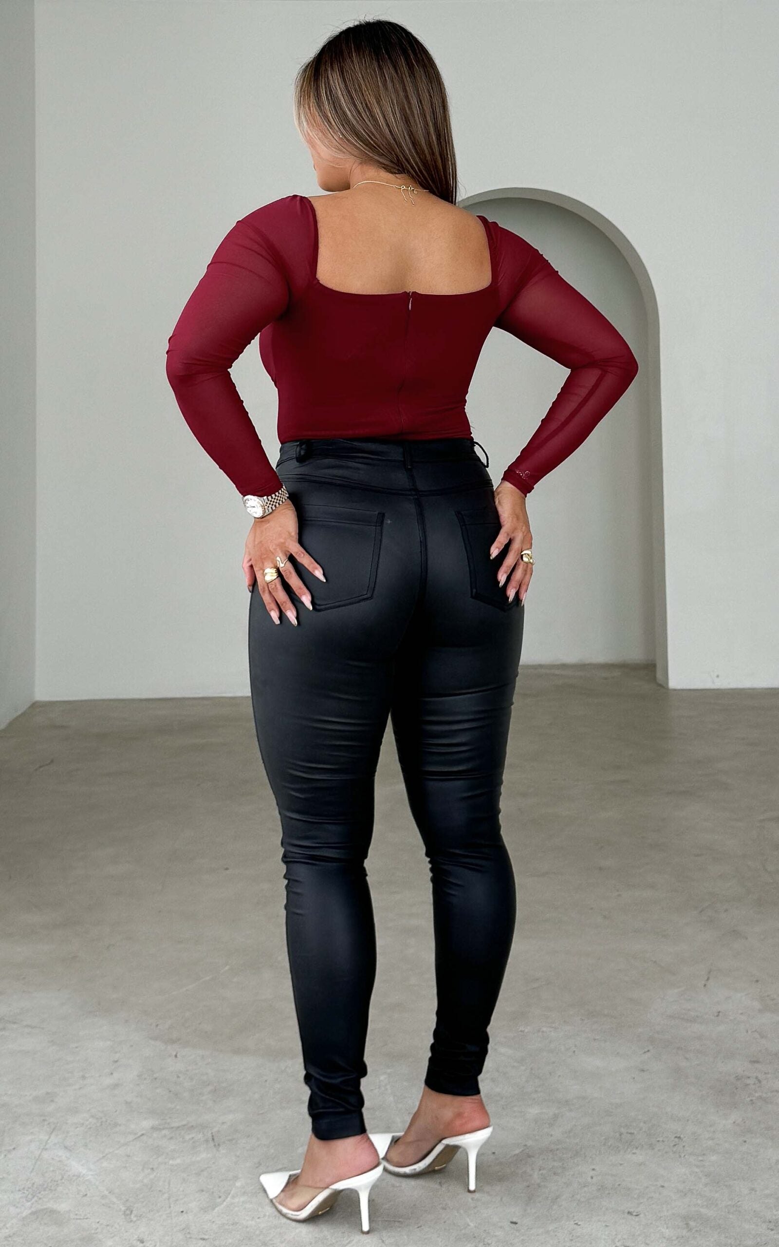 Madison Mesh Bodysuit - Wine
