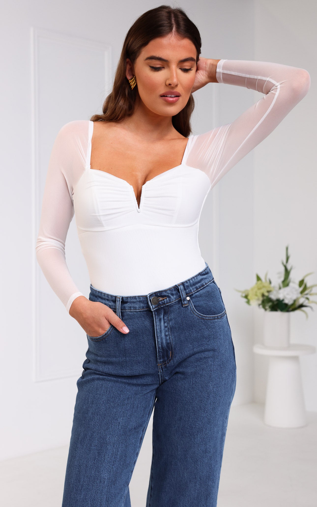 Madison Mesh Bodysuit - White