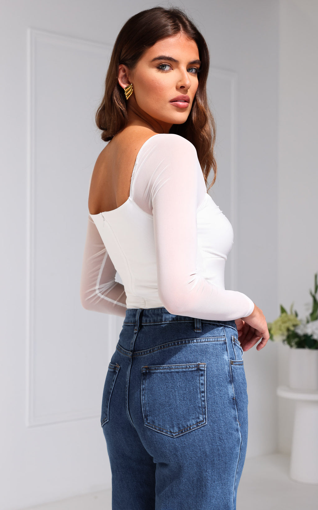 Madison Mesh Bodysuit - White