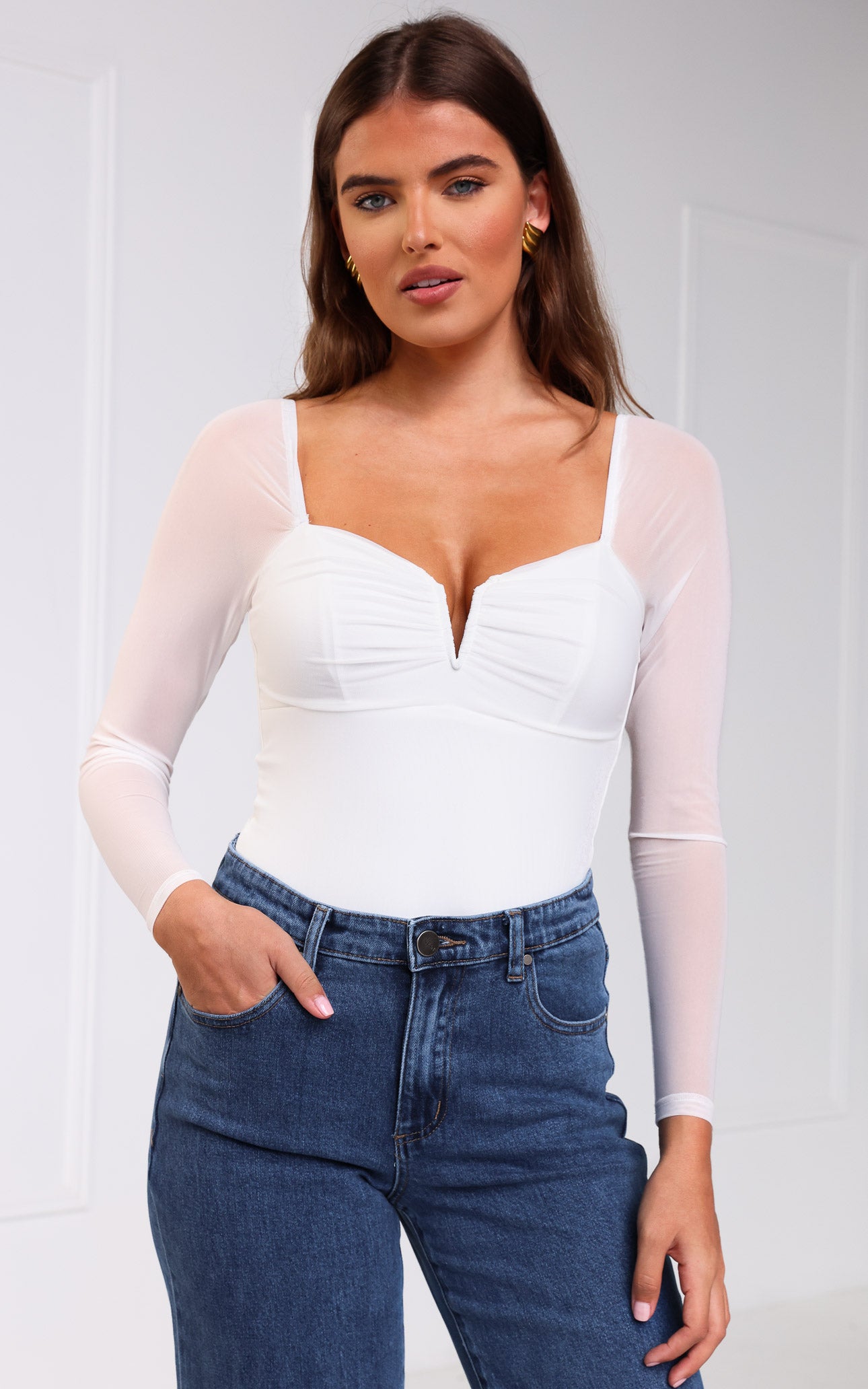 Madison Mesh Bodysuit - White