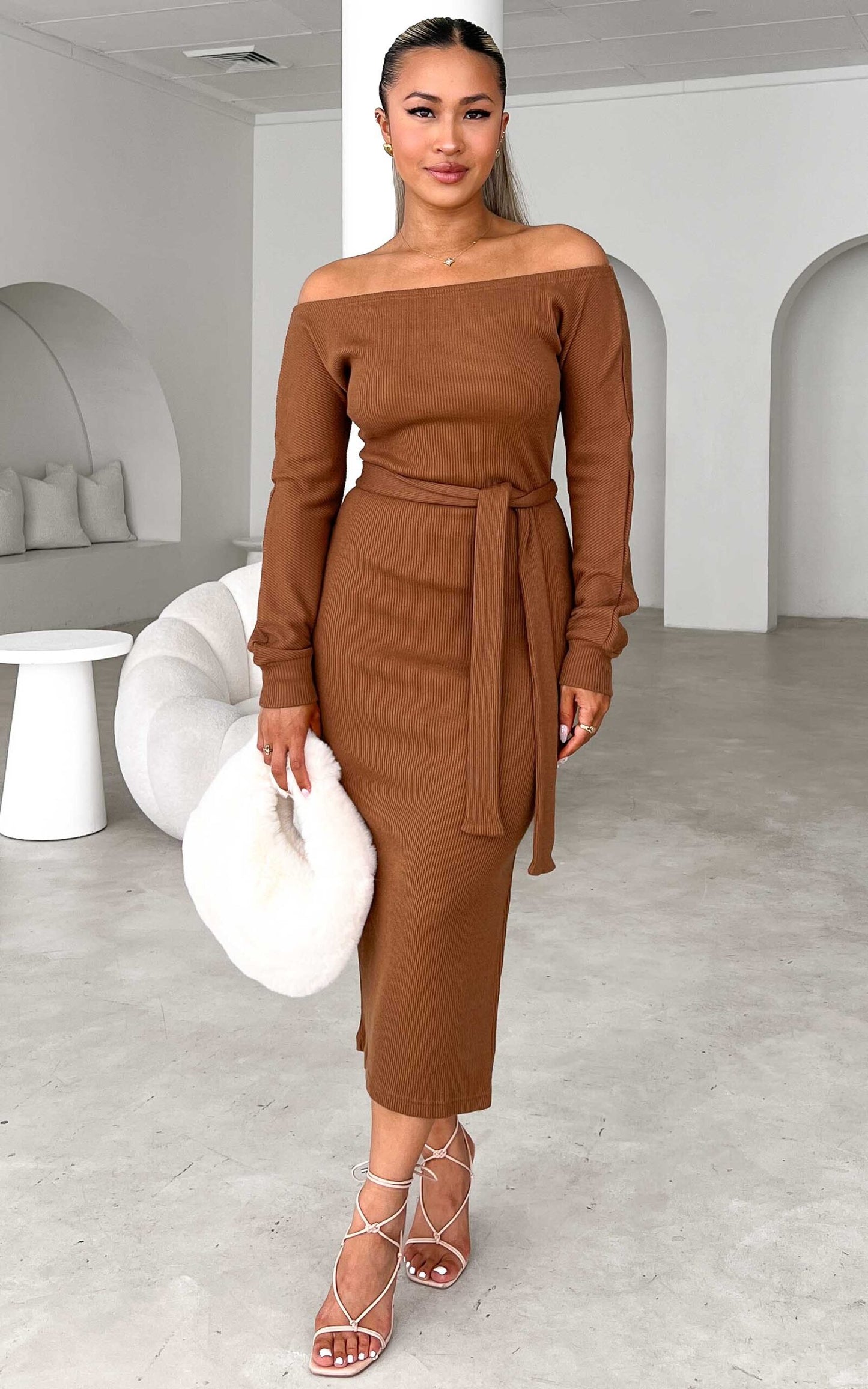 Malcolm Knit Midi Dress - Chocolate Brown