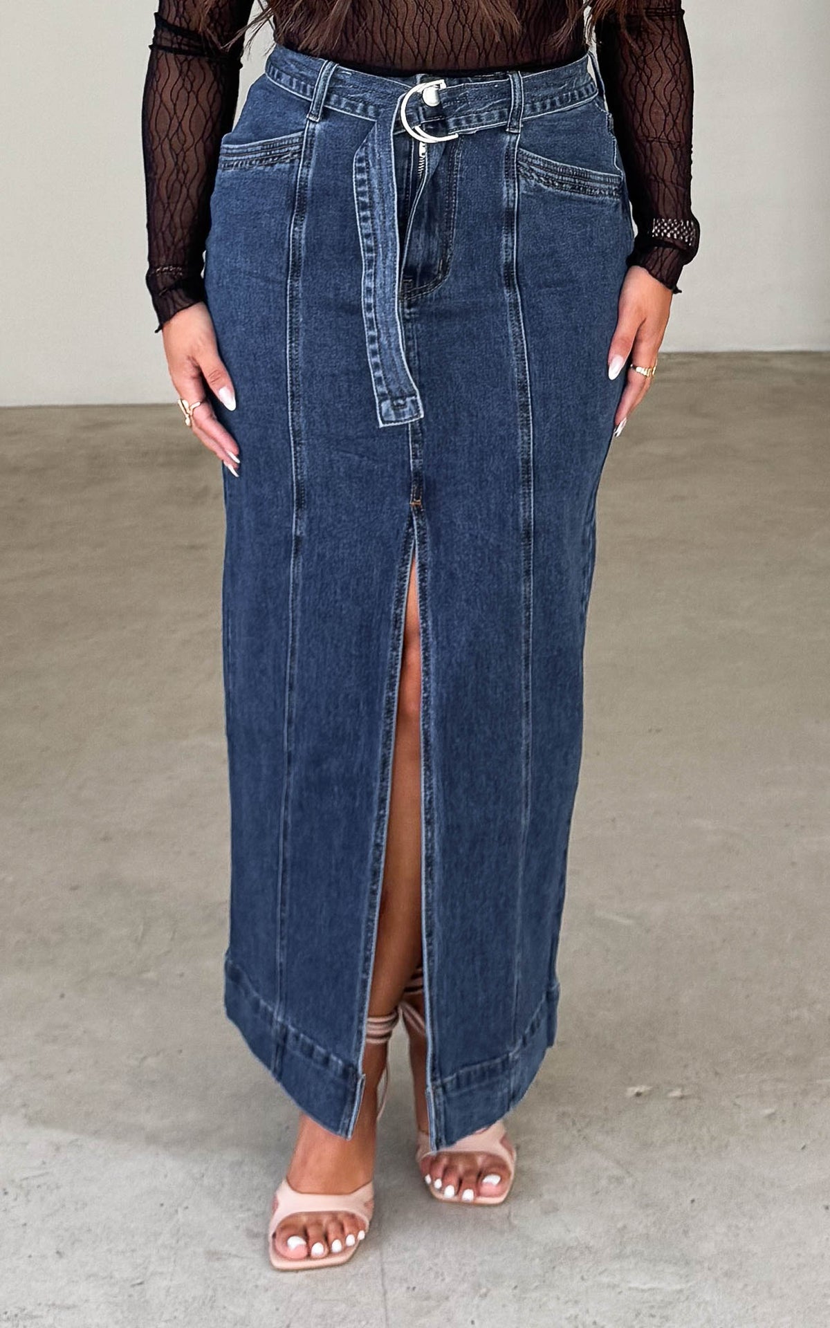 Malish Denim Maxi Skirt - Dark Blue