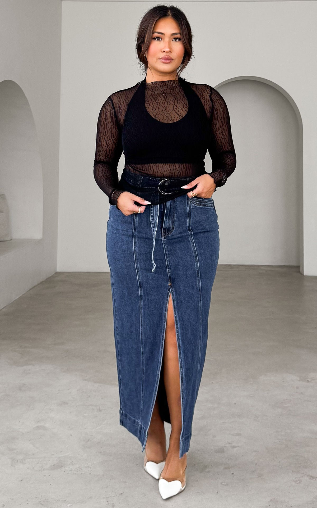 Malish Denim Maxi Skirt - Dark Blue