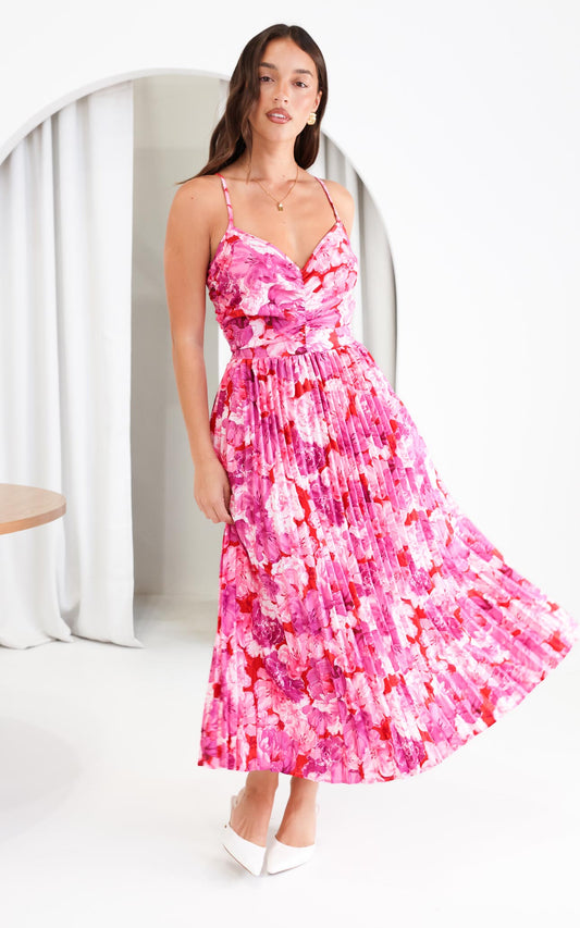 Mallory Maxi Dress - Pink Red Floral