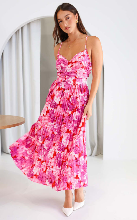 Mallory Maxi Dress - Pink Red Floral