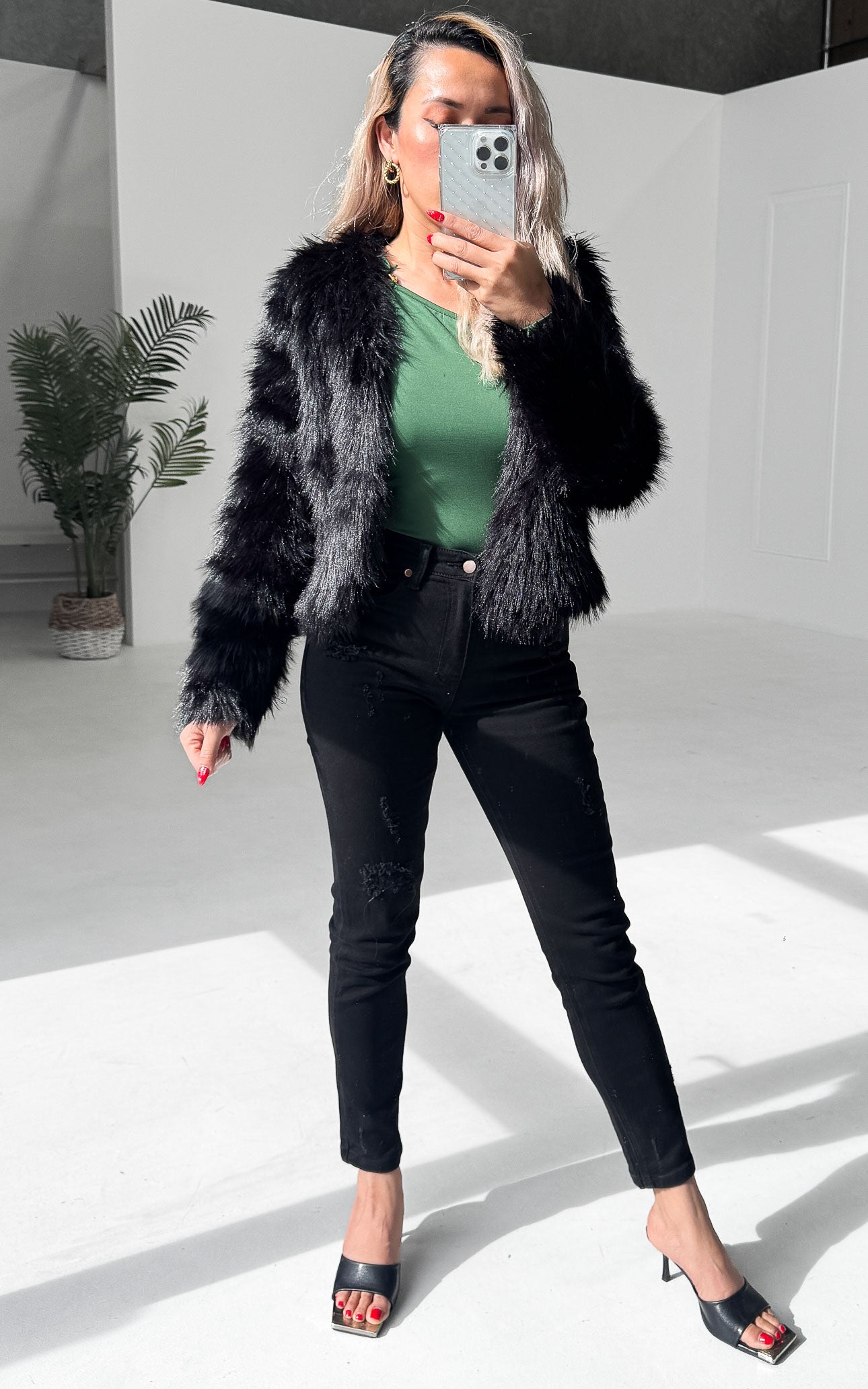 Margot Faux Fur Jacket - Black