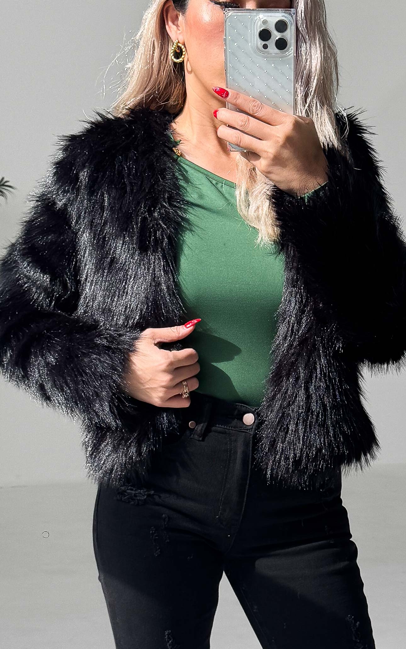 Margot Faux Fur Jacket - Black