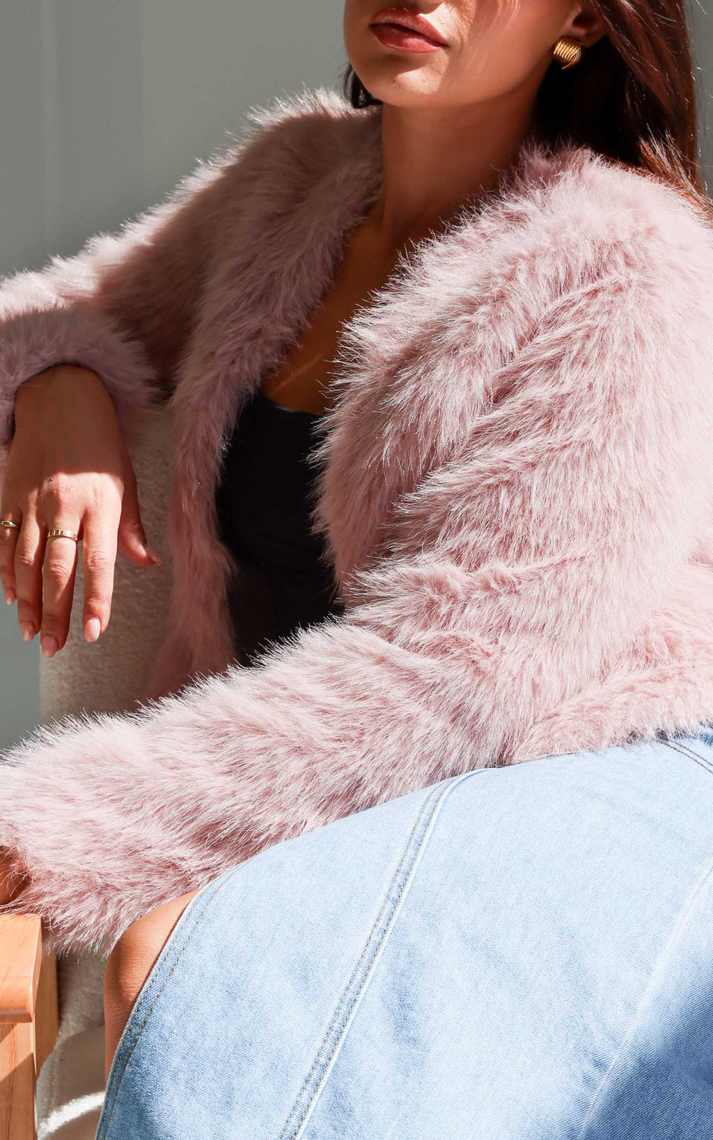 Margot Faux Fur Jacket - Dusty Pink