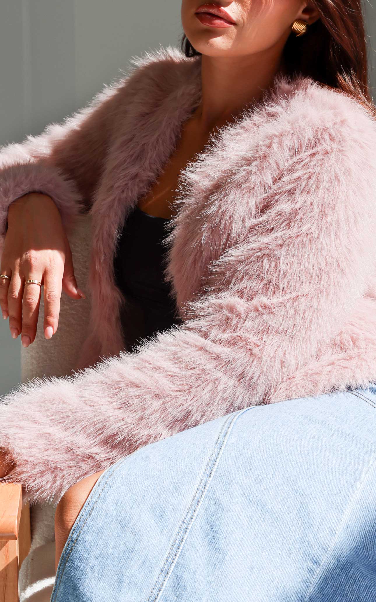 Margot Faux Fur Jacket - Dusty Pink