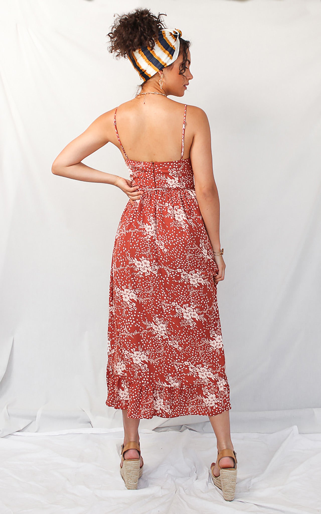 Marilyn Dress - Rust Floral