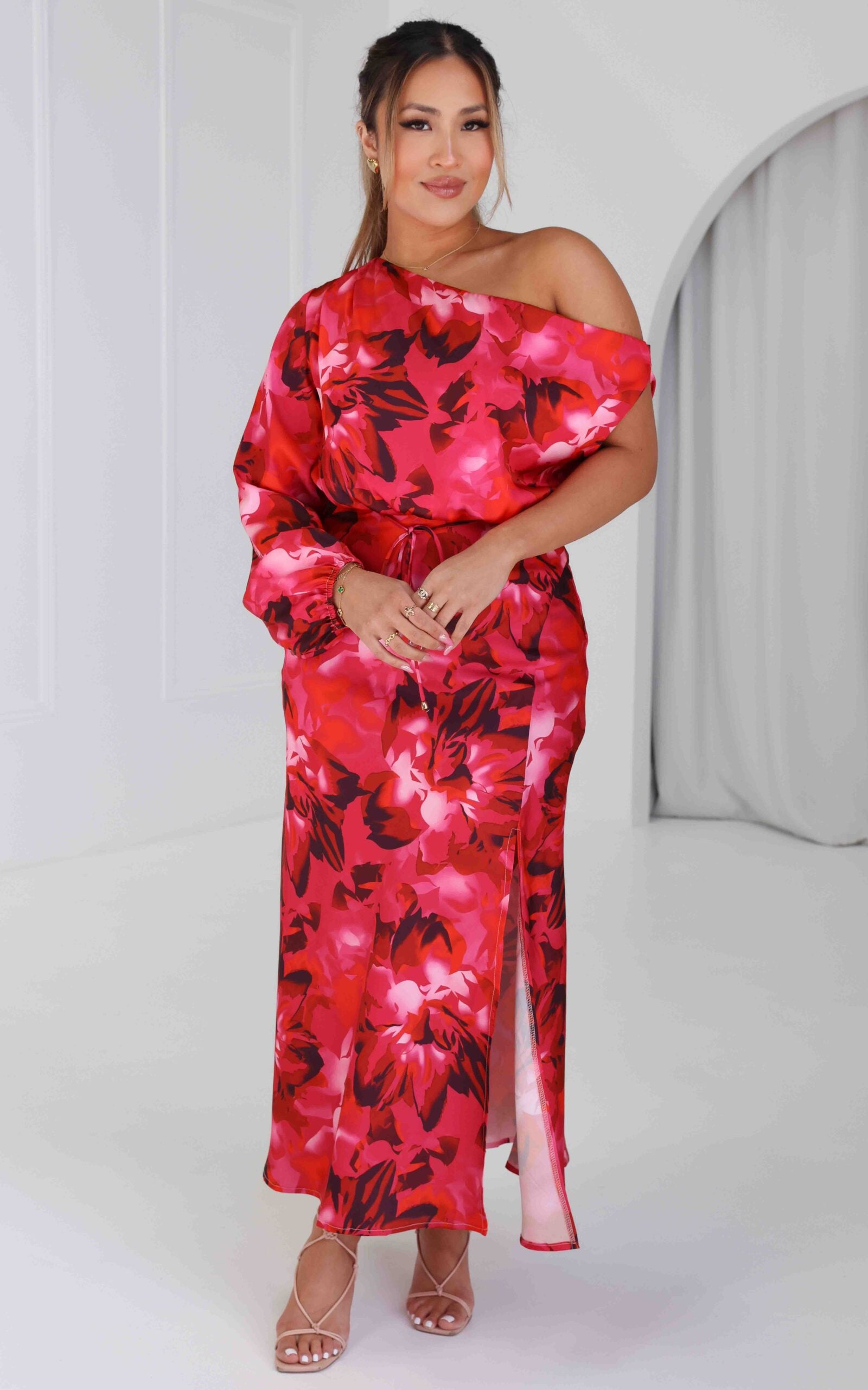 Martisha Long Sleeve Maxi Dress - Watermelon Pink Floral