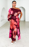 Martisha Long Sleeve Maxi Dress - Merlot Wine Floral