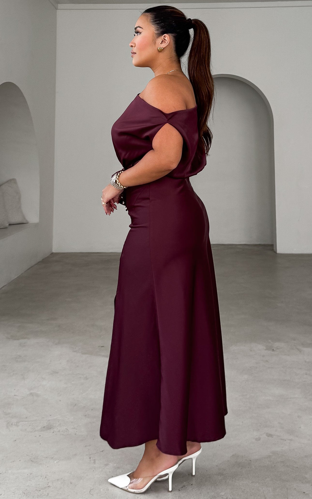 Martisha Long Sleeve Maxi Dress - Wine Plum