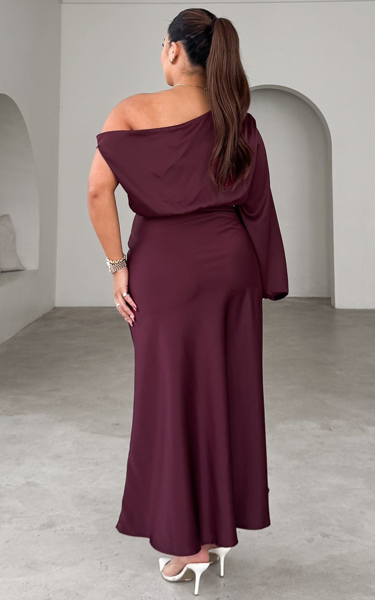 Martisha Long Sleeve Maxi Dress - Wine Plum