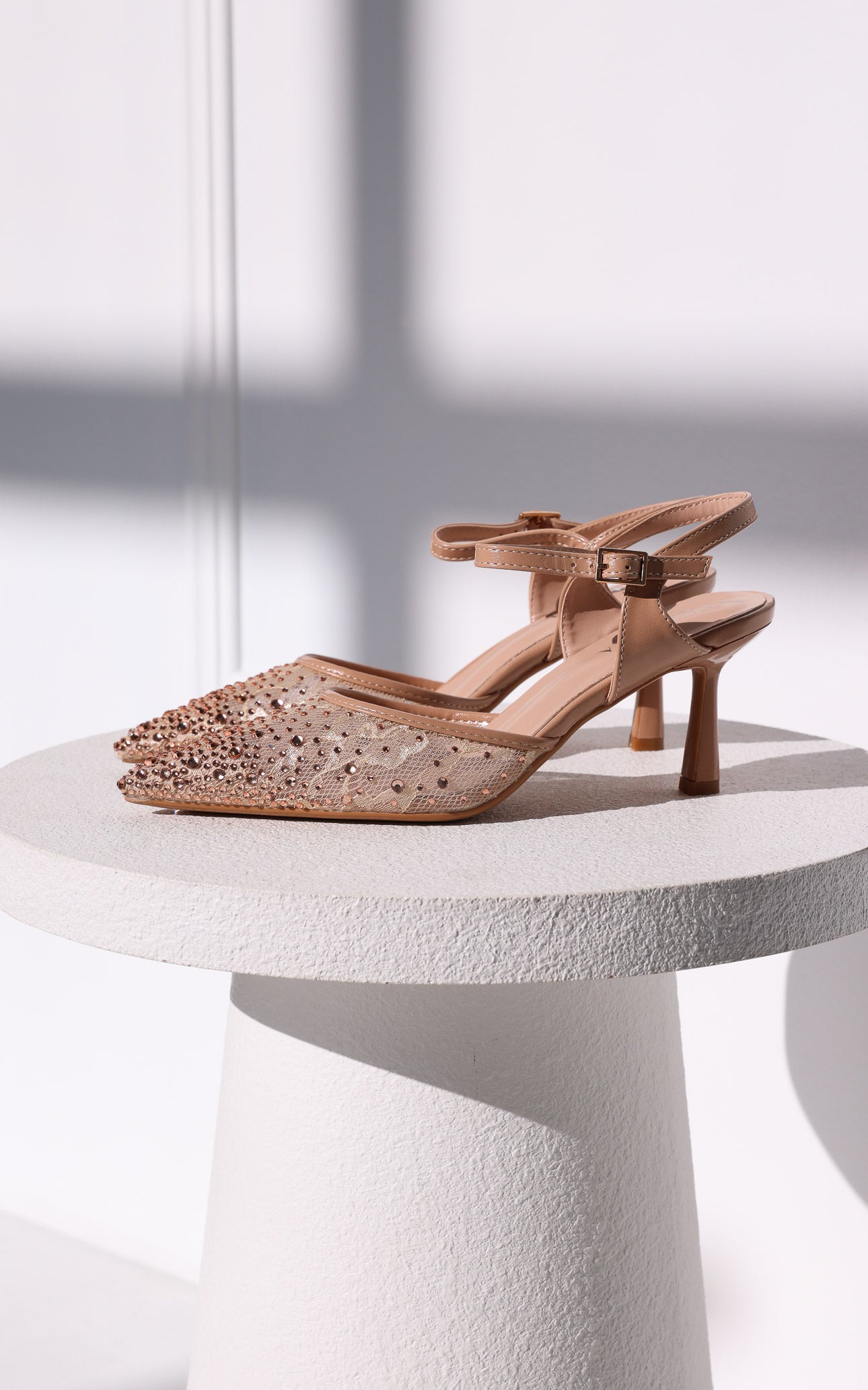 Matilda Heels - Nude Rhinestone
